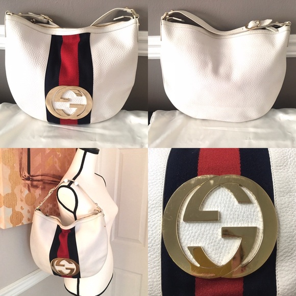 Authentic Gucci white leather hobo shoulde… - Picture 12 of 16